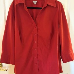 Women's Red Button-Up Shirt